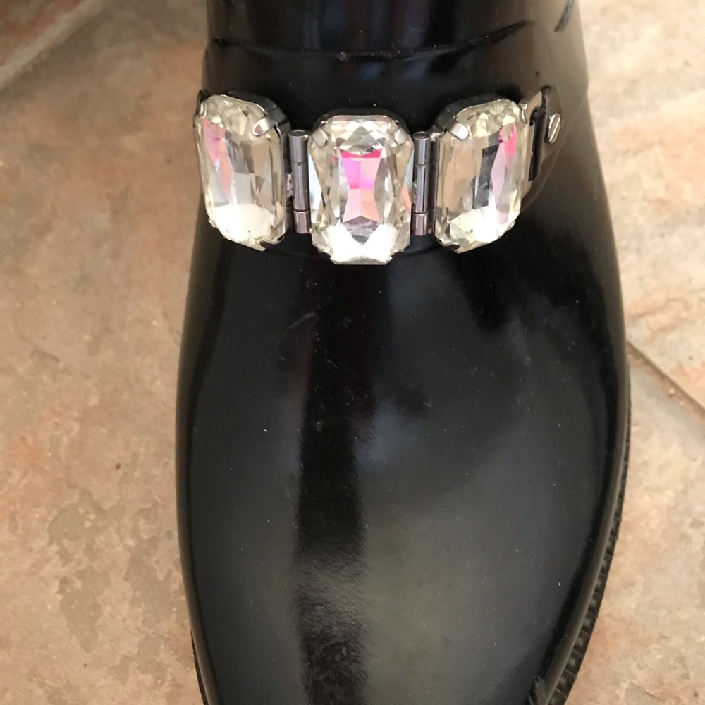 Michael Kors black rhinestone bling rain boot